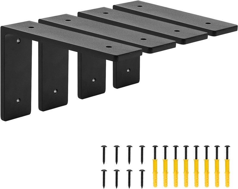 Firmetal 6"x 4"Shelf Brackets, die-cast Formation, Vertical Angle, Premium Alloy Metal Heavy Duty Shelf Bracket, high Strength Mounting Hardware Included, Corner Brace Joint,Pack of 4 ,6 INCH x4 INCH(No Beam) - Image 2